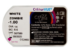 ColourVUE Crazy Lens - White Zombie - z dioptrijo (2 leči)